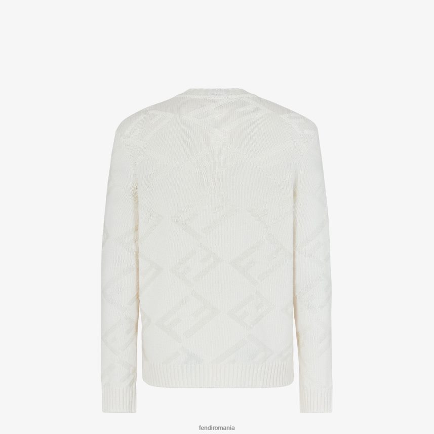 pulover de lână alb Fendi bărbați îmbrăcăminte 86084L2098