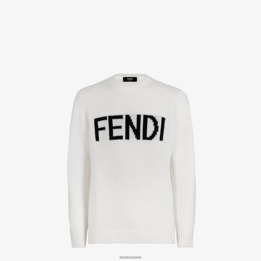 pulover de lână alb Fendi bărbați îmbrăcăminte 86084L2167