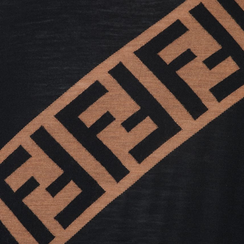 pulover de lână negru Fendi bărbați îmbrăcăminte 86084L1987