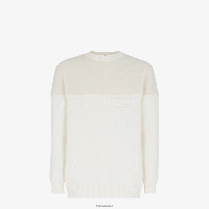 pulover de mătase și lână alb Fendi bărbați îmbrăcăminte 86084L2095