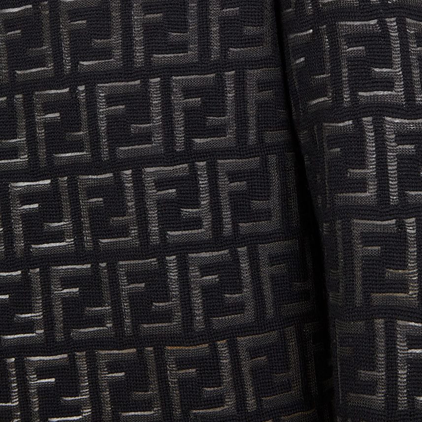 pulover din nailon si lana negru Fendi bărbați îmbrăcăminte 86084L2092