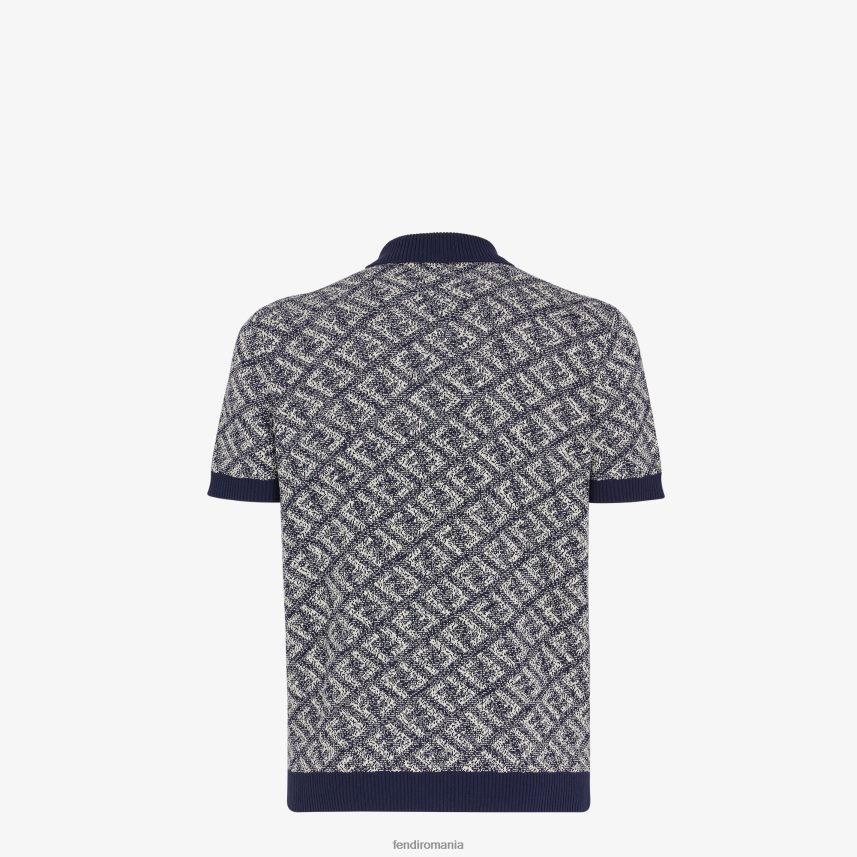 tricou polo din bumbac albastru Fendi bărbați îmbrăcăminte 86084L2033