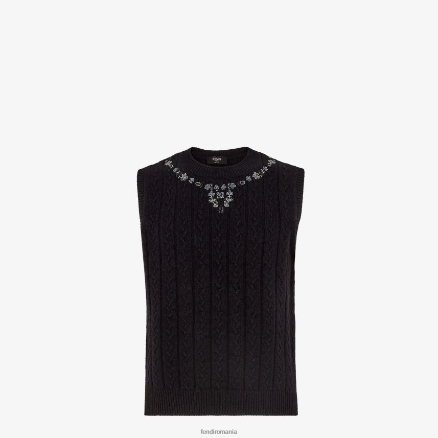 vesta de cașmir negru Fendi bărbați îmbrăcăminte 86084L2067