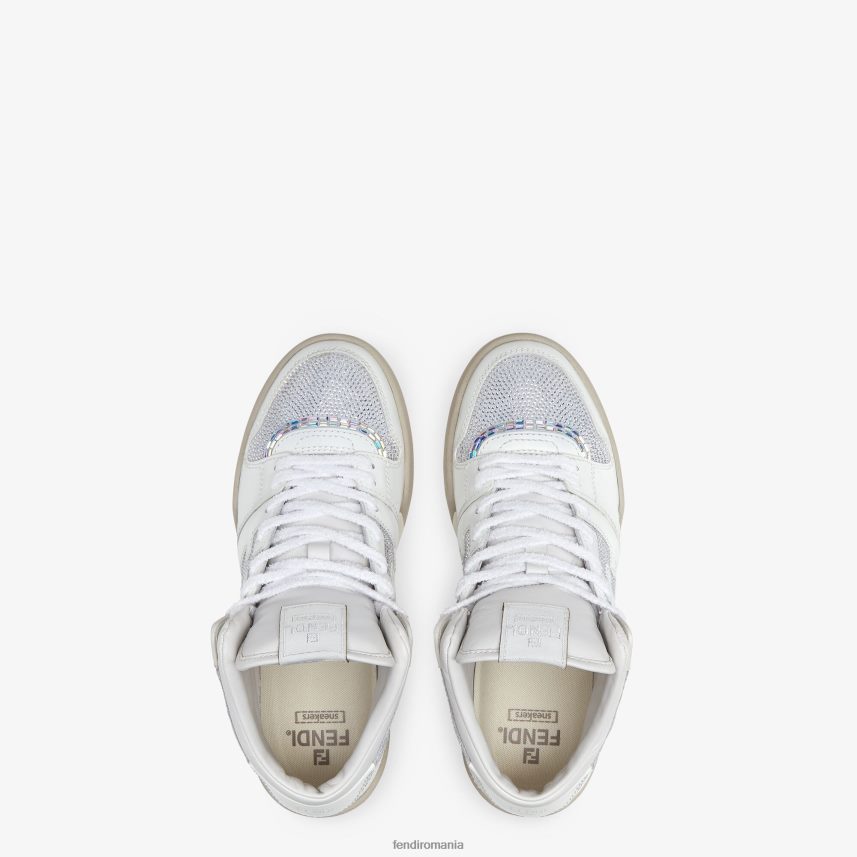 înalte din piele alb Fendi bărbați încălţăminte 86084L2265