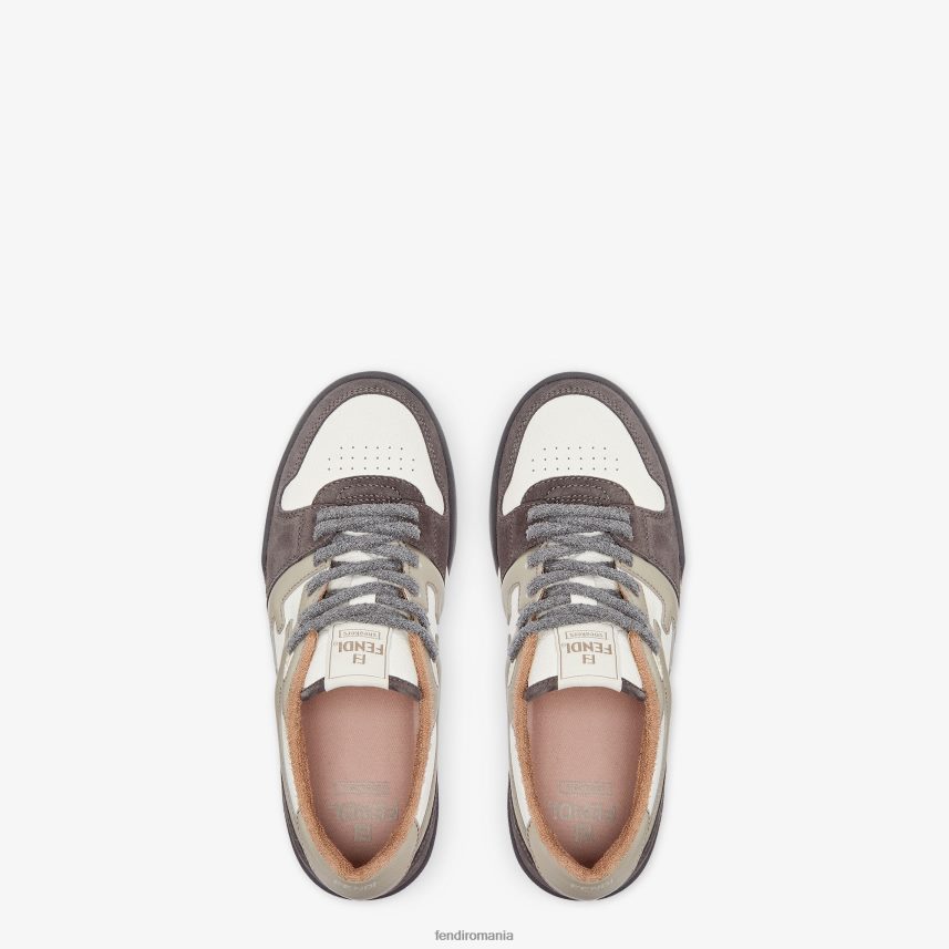 pantaloni joase din piele intoarsa gri Fendi bărbați încălţăminte 86084L2276