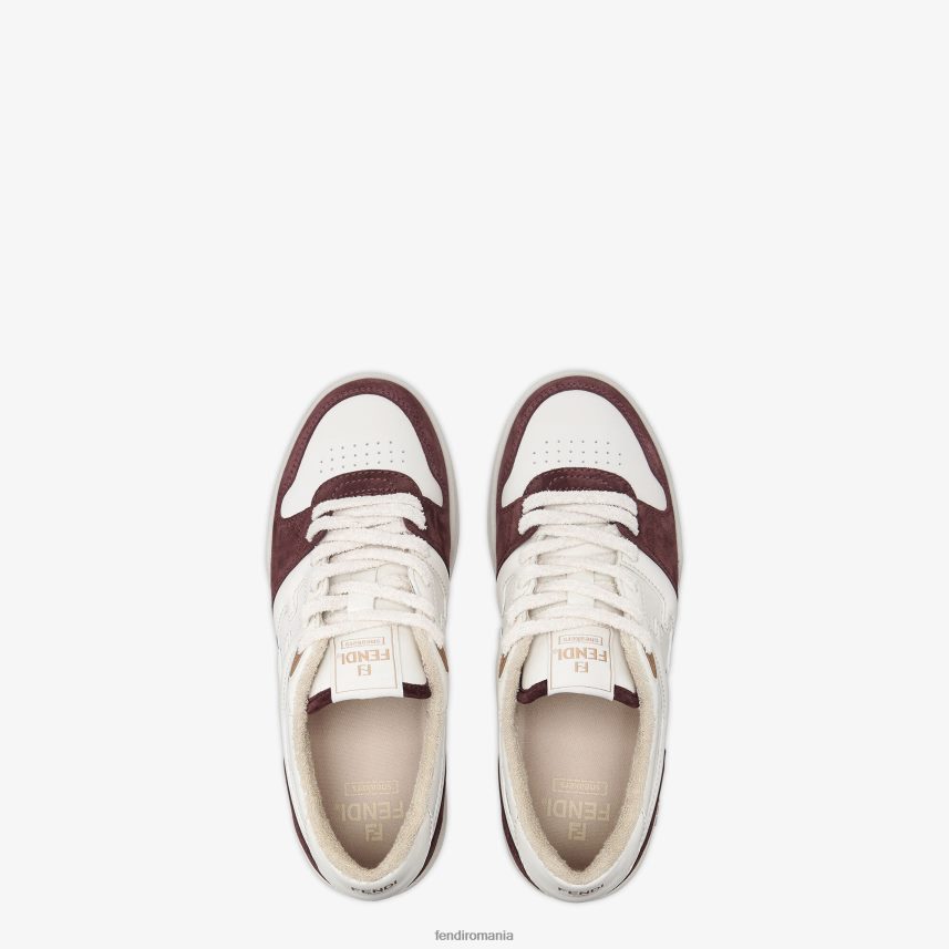 pantaloni jos din piele intoarsa visiniu roșu Fendi bărbați încălţăminte 86084L2305