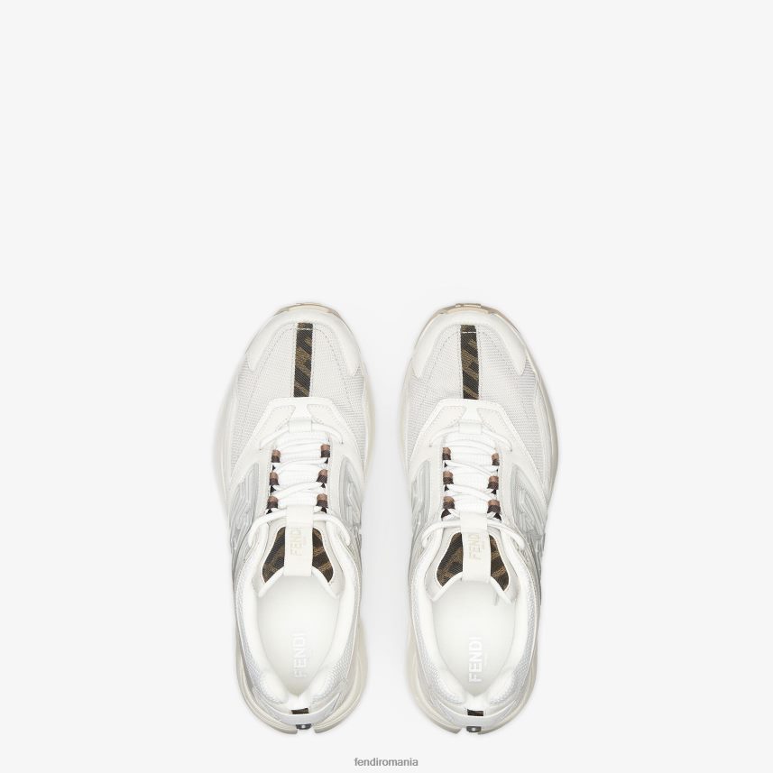 pantaloni jos din piele nubuc alb Fendi bărbați încălţăminte 86084L2301