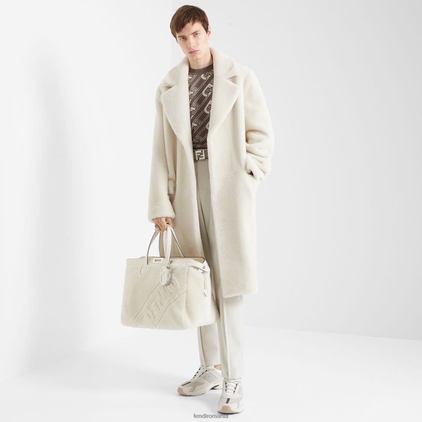 pantaloni jos din piele nubuc alb Fendi bărbați încălţăminte 86084L2301