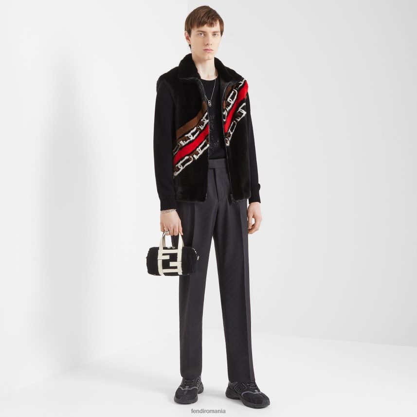 pantaloni jos din piele nubuc negru Fendi bărbați încălţăminte 86084L2302