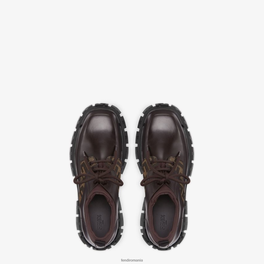 dantelă din piele maro Fendi bărbați încălţăminte 86084L2310