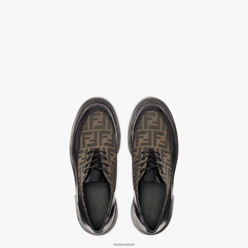 siret din piele negru Fendi bărbați încălţăminte 86084L2243