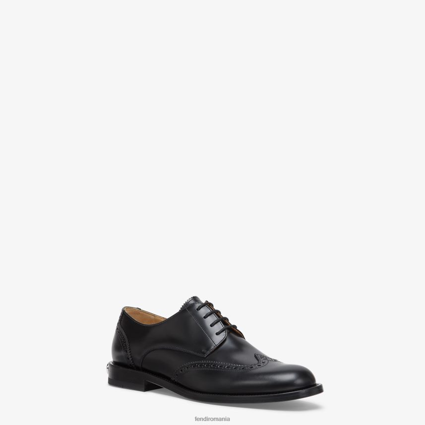 siret din piele negru Fendi bărbați încălţăminte 86084L2300