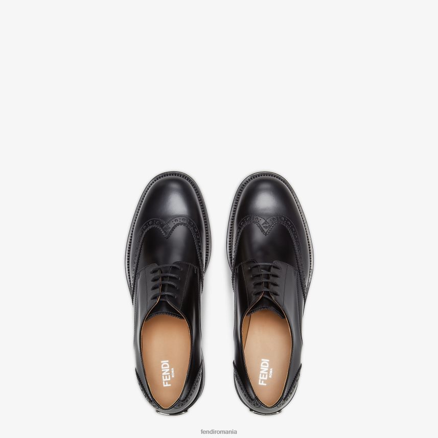 siret din piele negru Fendi bărbați încălţăminte 86084L2300