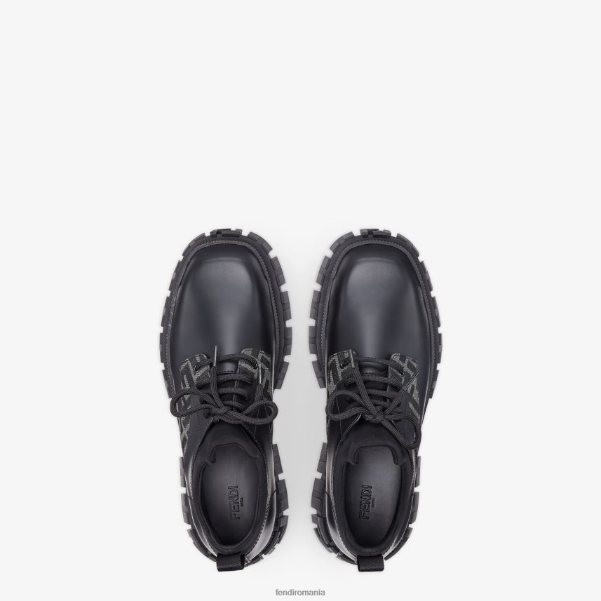 siret din piele negru Fendi bărbați încălţăminte 86084L2309