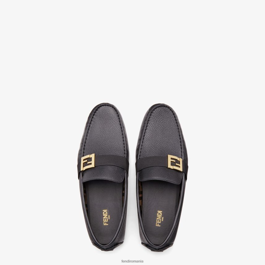 drivere din piele negru Fendi bărbați încălţăminte 86084L2249