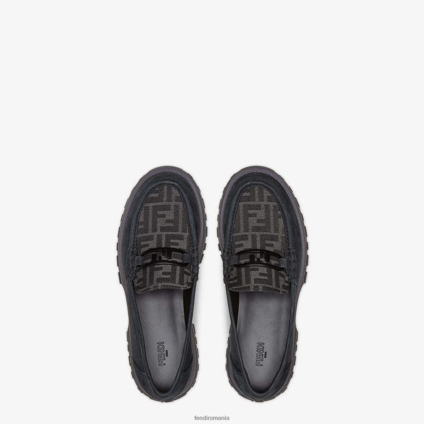 mocasini din nubuc negru Fendi bărbați încălţăminte 86084L2287