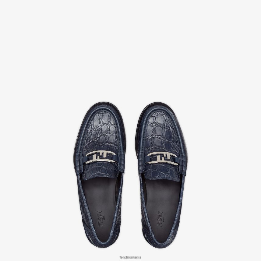 mocasini din piele de caiman albastru Fendi bărbați încălţăminte 86084L2267