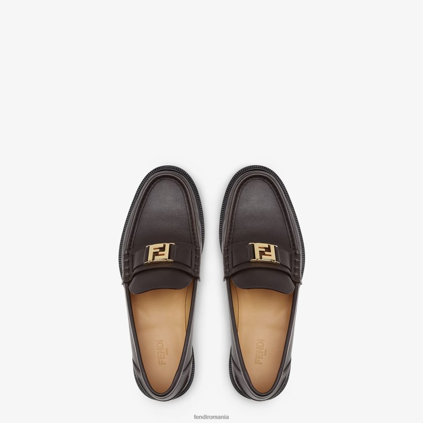 mocasini din piele maro Fendi bărbați încălţăminte 86084L2247