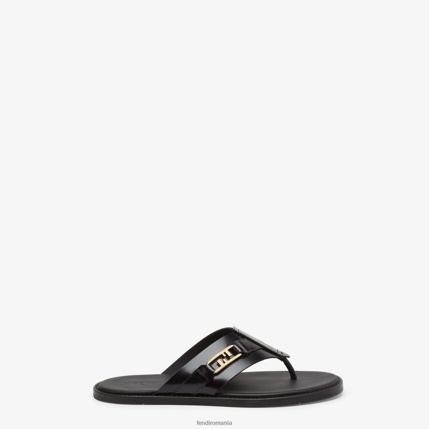 sandale din piele negru Fendi bărbați încălţăminte 86084L2253