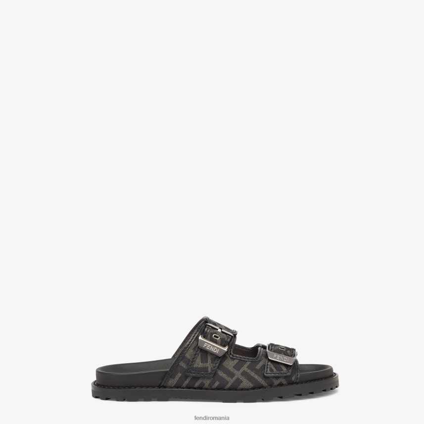 sandale din piele si stofa negru Fendi bărbați încălţăminte 86084L2225