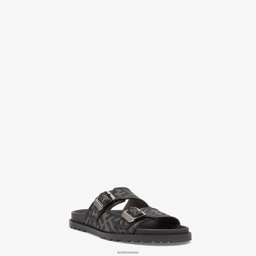 sandale din piele si stofa negru Fendi bărbați încălţăminte 86084L2225