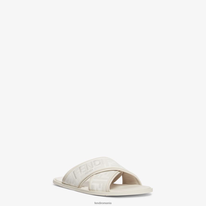 tobogane din material textil alb Fendi bărbați încălţăminte 86084L2279