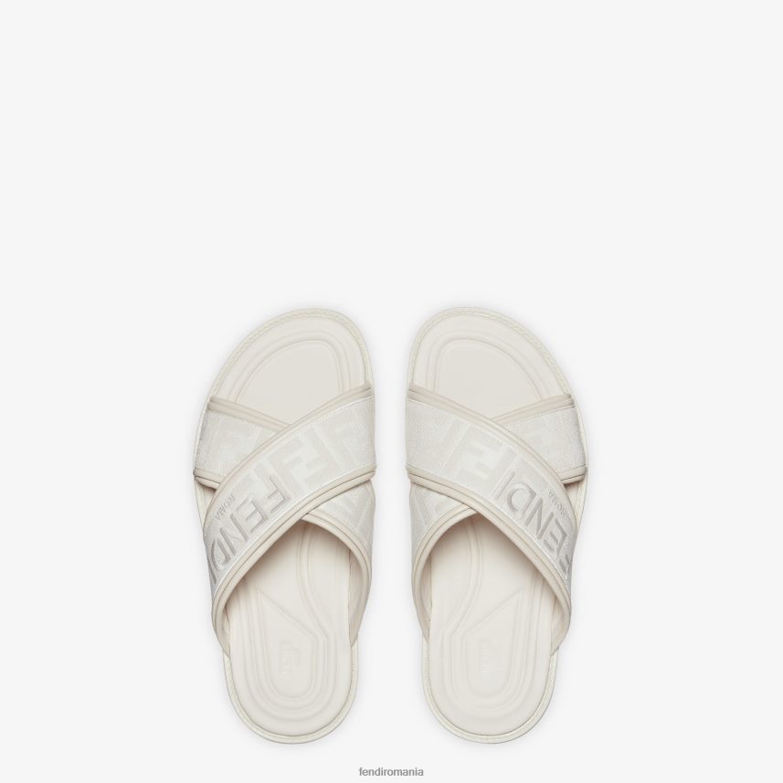 tobogane din material textil alb Fendi bărbați încălţăminte 86084L2279